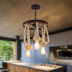 Bon marché 👏 AXHUP Lustre à Roue 3 Lumimières 35cm Plafonnier Eclairage Industrielle Noir 💯