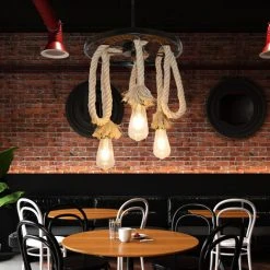 Bon marché 👏 AXHUP Lustre à Roue 3 Lumimières 35cm Plafonnier Eclairage Industrielle Noir 💯 -Suspension Soldes 42721535 3