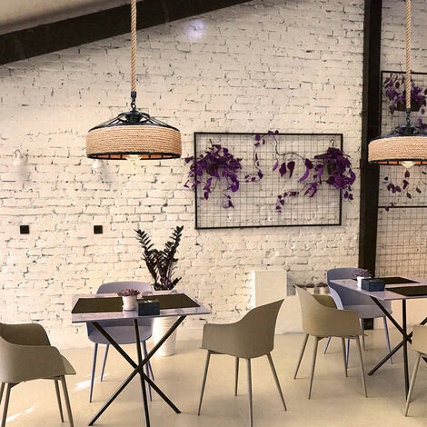 Acheter ✔️ AXHUP 30cm Lustre Suspension En Corde De Chanvre E27 Rétro Plafonnier Luminaire Pour Café Restaurant Café Couloir ✔️ 4 Acheter ✔️ AXHUP 30cm Lustre Suspension En Corde De Chanvre E27 Rétro Plafonnier Luminaire Pour Café Restaurant Café Couloir ✔️ – Image 4