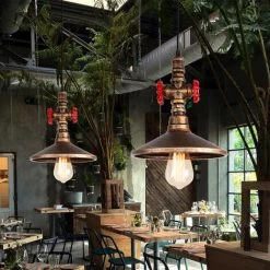 Acheter ✨ AXHUP Suspension Lustre Vintage Industrielle E27 Fer Luminaire Tuyau D'eau Bronze Plafonnier Eclairage Pour Bar Café Restaurant ⭐ -Suspension Soldes 43145721 3
