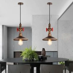 Acheter ✨ AXHUP Suspension Lustre Vintage Industrielle E27 Fer Luminaire Tuyau D'eau Bronze Plafonnier Eclairage Pour Bar Café Restaurant ⭐ -Suspension Soldes 43145721 4