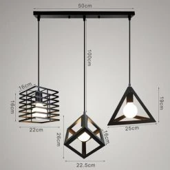 Remise 🎁 AXHUP Suspension Lustre En Barre 3 Lumières Cage Géométrique En Métal E27 Luminaire Industrielle Noir ✨ -Suspension Soldes 43231854 4