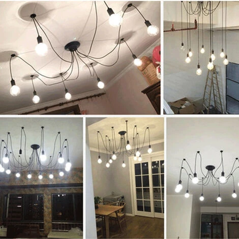 Coupon ⌛ AXHUP 12 Tête Lustre Suspension Vintage Rétro LOFT Plafonnier Araignee Pendentif Noir 💯 2 Coupon ⌛ AXHUP 12 Tête Lustre Suspension Vintage Rétro LOFT Plafonnier Araignee Pendentif Noir 💯 – Image 2