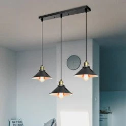 Les meilleures critiques de ⌛ AXHUP Rétro Lustre Suspension Industrielle E27 3 Tête Noir Et Blanc Plafonnier Luminaire Ajustable Salle à Manger Couloir 👍 -Suspension Soldes 43713453 3