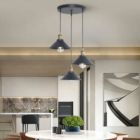 Meilleure affaire 🛒 GOECO Lustre Industriel Vintage 3 Lumiere Suspension Industrielle Design Vintage Industriel Lustre Plafond Industriel E27, Max 60W, Ø220MM, Avec 100NM Un Câble Réglable Pour Café Cuisine Restaurant 🎉 2 Meilleure affaire 🛒 GOECO Lustre Industriel Vintage 3 Lumiere Suspension Industrielle Design Vintage Industriel Lustre Plafond Industriel E27, Max 60W, Ø220MM, Avec 100NM Un Câble Réglable Pour Café Cuisine Restaurant 🎉 – Image 2