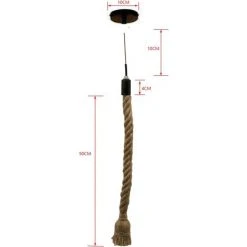 Budget ✨ LONGZIMING Suspension Luminaire Lustre Corde Chanvre Plafonnier Industriel Pour Maison Salon Balcon Restaurant (uni, 100CM) ✨ -Suspension Soldes 46297020 3