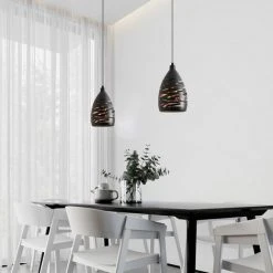 Budget ✨ COMELY Lustre Industriel En Creux Sculpté, Moderne LED Suspension Luminaire, Lampe De Plafond En Métal Cage Pendentif Abat-Jour Noir E27 Lampe Pour Salon Cuisine Couloir Restaurant Loft Café Bar ✔️ -Suspension Soldes 46385608 3