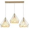 Sortie 😀 STOEX Lustre Suspension Industrielle En Forme Diamant 25cm Lampes De Plafond Abat-Jour Cage En Fer Luminaire Corde Ajustable Salle à Manger,Bar,Chambre Doré ⌛