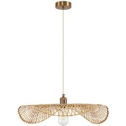 Promo ✔️ PRIVATEFLOOR Lampe Suspendue Boho Bali Design En Bambou Tissé - Bahati Doré - Bambou, Métal - Doré 😉