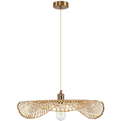 Promo ✔️ PRIVATEFLOOR Lampe Suspendue Boho Bali Design En Bambou Tissé - Bahati Doré - Bambou, Métal - Doré 😉 1 Promo ✔️ PRIVATEFLOOR Lampe Suspendue Boho Bali Design En Bambou Tissé - Bahati Doré - Bambou, Métal - Doré 😉