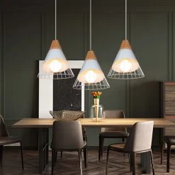 Grosses soldes 🔥 WOTTES Lustre Suspension Badminton Bois Massif, Modernes Long Poteau Pendentif Salon Bar Cuisine Chambre éclairage 3 Lumières Ø25cm Blanc - Blanc 👍 -Suspension Soldes 47429124 2