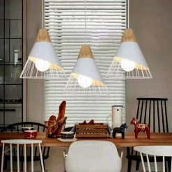 Grosses soldes 🔥 WOTTES Lustre Suspension Badminton Bois Massif, Modernes Long Poteau Pendentif Salon Bar Cuisine Chambre éclairage 3 Lumières Ø25cm Blanc - Blanc 👍 -Suspension Soldes 47429124 3