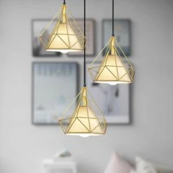 Budget 😍 WOTTES Lustre Suspension éclairage Industriel Métal 3 Lumières Décoration D'intérieur Moderne Chambre Créative Salon Salle Manger Lumière (Doré) - Doré 🛒 -Suspension Soldes 47429428 2