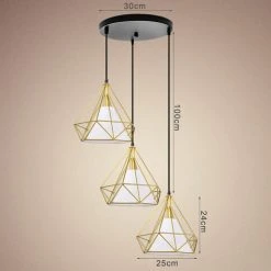 Budget 😍 WOTTES Lustre Suspension éclairage Industriel Métal 3 Lumières Décoration D'intérieur Moderne Chambre Créative Salon Salle Manger Lumière (Doré) - Doré 🛒 -Suspension Soldes 47429428 4
