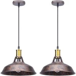 Budget ⌛ STOEX Lot De 2 Lustre Suspension Industrielle Vintage E27 LED Lampe Plafonniers Retro Abat-jour Pour Cuisine Salle à Manger Salon Chambre Restaurant, Rouille 🤩