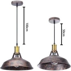 Budget ⌛ STOEX Lot De 2 Lustre Suspension Industrielle Vintage E27 LED Lampe Plafonniers Retro Abat-jour Pour Cuisine Salle à Manger Salon Chambre Restaurant, Rouille 🤩 -Suspension Soldes 47855019 4