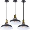 Bon marché 🔔 STOEX 3PCS Suspension Luminaire Vintage Métal 27cm, Lustre Plafonnier Industriel Lampes LED E27 Corde Ajustable Pour Salon Cuisine Restaurant Salle à Manger Chambre - Noir Avec Blanc - Noir Avec Blanc ⭐