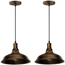 Budget 👍 STOEX Lot De 2 Lustre Suspension Industrielle Vintage E27 LED Lampe Plafonniers Retro Abat-jour Pour Cuisine Salle à Manger Salon Chambre Restaurant, Laiton 🌟