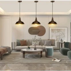 Budget 👍 STOEX Lot De 2 Lustre Suspension Industrielle Vintage E27 LED Lampe Plafonniers Retro Abat-jour Pour Cuisine Salle à Manger Salon Chambre Restaurant, Laiton 🌟 -Suspension Soldes 47855026 4