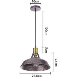 Bon marché 🥰 STOEX 3PCS Suspension Luminaire Vintage Métal 27cm, Lustre Plafonnier Industriel Lampes LED E27 Corde Ajustable Pour Salon Cuisine Restaurant Salle à Manger Chambre - Rouille - Rouille 🧨 -Suspension Soldes 47855028 5