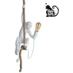 Budget 😀 BARCELONA LED Suspension Singe "Monkey Ximpa" | Blanc 😉