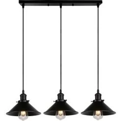 Meilleur prix 🤩 STOEX Lustre Suspension Industrielle Vintage En Métal Fer Rétro Abat-jour Luminaire 22cm Lampe Plafonnier Corde Ajustable ,E27 Noir ✨
