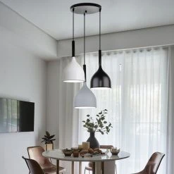 Promo 😍 WOTTES Lampe Suspension Fer Forgé Créatif Simples Modernes E27 Lustre Décoratif 3 Lumières (noir / Blanc / Gris) - Noir ✔️ -Suspension Soldes 48085427 3