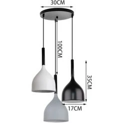 Promo 😍 WOTTES Lampe Suspension Fer Forgé Créatif Simples Modernes E27 Lustre Décoratif 3 Lumières (noir / Blanc / Gris) - Noir ✔️ -Suspension Soldes 48085427 4