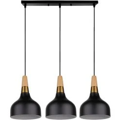 Promo 🛒 WOTTES Lampe Suspension Moderne Simple Fer Forgé Bar Restaurant Créatif Lustre Suspension E27 3 Lumières (noir) - Noir ✨
