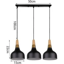 Promo 🛒 WOTTES Lampe Suspension Moderne Simple Fer Forgé Bar Restaurant Créatif Lustre Suspension E27 3 Lumières (noir) - Noir ✨ -Suspension Soldes 48086852 4