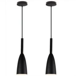 Tout neuf ✨ WOTTES 2 Pcs Rétro Industriel Lustre Suspension Fer Forgé éclairage E27 Lampe Suspension Salon Cuisine Salle Manger - Noir ⌛