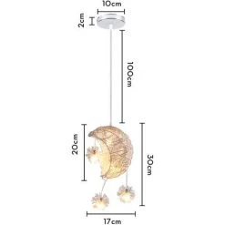 Grosses soldes 🔔 STOEX Suspension Luminaire Moderne Disign Lune Et Étoiles 5 Lampes LED Lustre Plafonnier Suspension Pour Enfants Chambre Salon Cadeau - Mini 20CM Lumière Blanche Chaude ✨ -Suspension Soldes 48671014 4