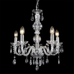 Promo ⭐ [lux.pro] Lustre Luminaire Suspendu Plafonnier (5 X Socles E14)(env. 150,0 Cm Ø : 52,0 Cm) Lampe à Suspension Lampe 5 Flammes Cristal ⭐ -Suspension Soldes 4895700 4