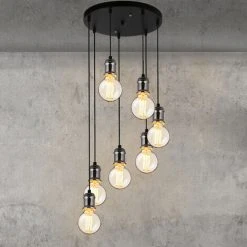 Top 10 🎉 Suspension Moderne Avec 7 Douilles Métal Noir Argenté [lux.pro] 🛒