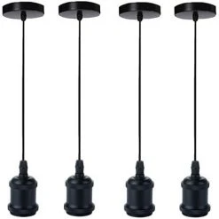 Sortie 🌟 STOEX Lot De 4 Suspension Douille Couleur Douille E27 60W Max Câble Ajustable Noir 1m Style Rétro, Noir ⭐