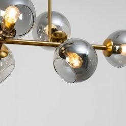 Remise 👍 KOSILUM Grande Suspension Horizontale 8 Sphères En Verre Fumé - Carlotta - Doré / Laiton ✨ -Suspension Soldes 49338092 3