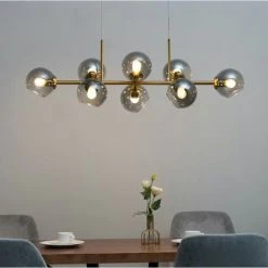 Remise 👍 KOSILUM Grande Suspension Horizontale 8 Sphères En Verre Fumé - Carlotta - Doré / Laiton ✨ -Suspension Soldes 49338092 4