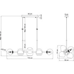 Remise 👍 KOSILUM Grande Suspension Horizontale 8 Sphères En Verre Fumé - Carlotta - Doré / Laiton ✨ -Suspension Soldes 49338092 5