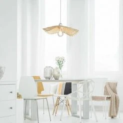 Top 10 ⌛ BARCELONA LED Suspension En Osier "LISA" | Blanc - Blanc 🎉 -Suspension Soldes 49454600 4