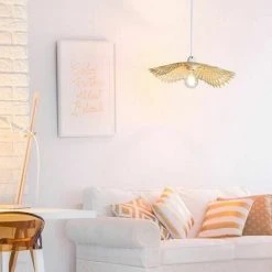 Top 10 ⌛ BARCELONA LED Suspension En Osier "LISA" | Blanc - Blanc 🎉 -Suspension Soldes 49454600 5