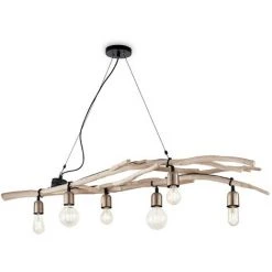 Sortie 🛒 IDEAL LUX LIGHTING Ideal Lux Driftwood - Luminaire Suspendu à 6 Lampes En Bois, E27 🎁