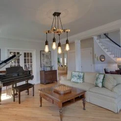 Le moins cher ✔️ COMELY Suspensions Vintage, Plafonnier Industriel En Bois Et Métal Noir, 4 Ampoules E27 Non Incluses, Max 60W, Pour Salon Ou Restaurant 👍 -Suspension Soldes 50150591 2