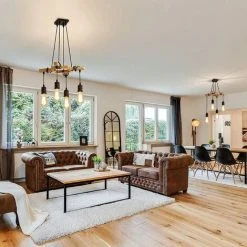 Le moins cher ✔️ COMELY Suspensions Vintage, Plafonnier Industriel En Bois Et Métal Noir, 4 Ampoules E27 Non Incluses, Max 60W, Pour Salon Ou Restaurant 👍 -Suspension Soldes 50150591 3