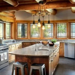 Le moins cher ✔️ COMELY Suspensions Vintage, Plafonnier Industriel En Bois Et Métal Noir, 4 Ampoules E27 Non Incluses, Max 60W, Pour Salon Ou Restaurant 👍 -Suspension Soldes 50150591 4