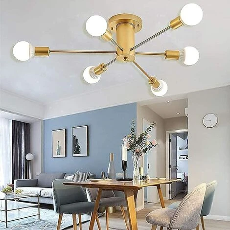 Budget 👏 COMELY Plafonnier Industriel Vintage, 6-Lumières Lampe Plafond Moderne, Luminaire Plafonnier E27 Base, Lustre Suspension En Metal Pour Salon, Chambre, Cuisine, Salle à Manger, Couloir, Loft 🎁 2 Budget 👏 COMELY Plafonnier Industriel Vintage, 6-Lumières Lampe Plafond Moderne, Luminaire Plafonnier E27 Base, Lustre Suspension En Metal Pour Salon, Chambre, Cuisine, Salle à Manger, Couloir, Loft 🎁 – Image 2