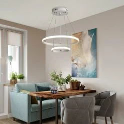 Nouveau ✨ GOECO Suspension Luminaire LED, Lustre Circulaire Moderne, Suspension Blanc 4000K, Lampe De Plafond éclairage Intérieur De La Chambre à Coucher Du Salon ⌛ -Suspension Soldes 50309574 3