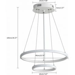 Nouveau ✨ GOECO Suspension Luminaire LED, Lustre Circulaire Moderne, Suspension Blanc 4000K, Lampe De Plafond éclairage Intérieur De La Chambre à Coucher Du Salon ⌛ -Suspension Soldes 50309574 5