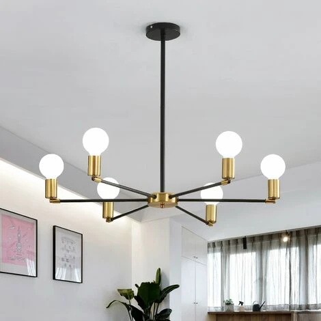 Tout neuf ✔️ GOECO Plafonnier Industriel, Suspension Luminaire Vintage 6 Têtes, Lampe De Plafond Sputnik En Métal Noir Et Or, Lustre Pour Salle à Manger, Salon, Sans Ampoules ⭐ 1 Tout neuf ✔️ GOECO Plafonnier Industriel, Suspension Luminaire Vintage 6 Têtes, Lampe De Plafond Sputnik En Métal Noir Et Or, Lustre Pour Salle à Manger, Salon, Sans Ampoules ⭐