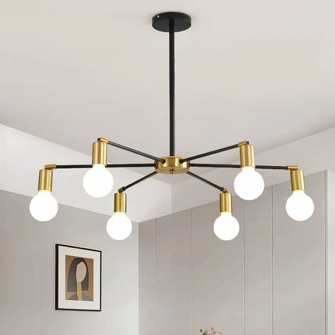 Tout neuf ✔️ GOECO Plafonnier Industriel, Suspension Luminaire Vintage 6 Têtes, Lampe De Plafond Sputnik En Métal Noir Et Or, Lustre Pour Salle à Manger, Salon, Sans Ampoules ⭐ 2 Tout neuf ✔️ GOECO Plafonnier Industriel, Suspension Luminaire Vintage 6 Têtes, Lampe De Plafond Sputnik En Métal Noir Et Or, Lustre Pour Salle à Manger, Salon, Sans Ampoules ⭐ – Image 2