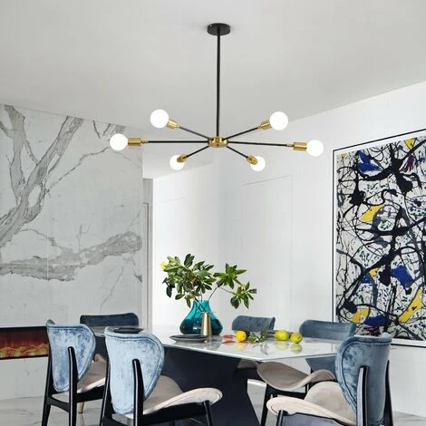 Tout neuf ✔️ GOECO Plafonnier Industriel, Suspension Luminaire Vintage 6 Têtes, Lampe De Plafond Sputnik En Métal Noir Et Or, Lustre Pour Salle à Manger, Salon, Sans Ampoules ⭐ 3 Tout neuf ✔️ GOECO Plafonnier Industriel, Suspension Luminaire Vintage 6 Têtes, Lampe De Plafond Sputnik En Métal Noir Et Or, Lustre Pour Salle à Manger, Salon, Sans Ampoules ⭐ – Image 3